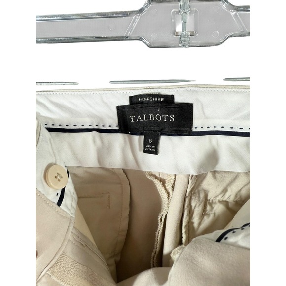 Talbots Hampshire Pants Womens 12 Beige Slim Ankle Dress Chino Stretch Trousers - Picture 2 of 9